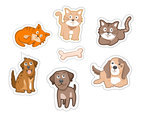 Isolated Kitten and Puppy Stickers Vector