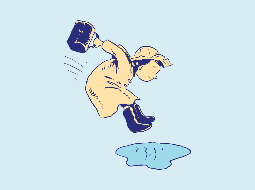 Girl Jumps Into Puddle Vector Art & Graphics 