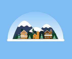 Small Village in Winter Vector