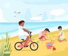Kids Playing at the Beach Vector