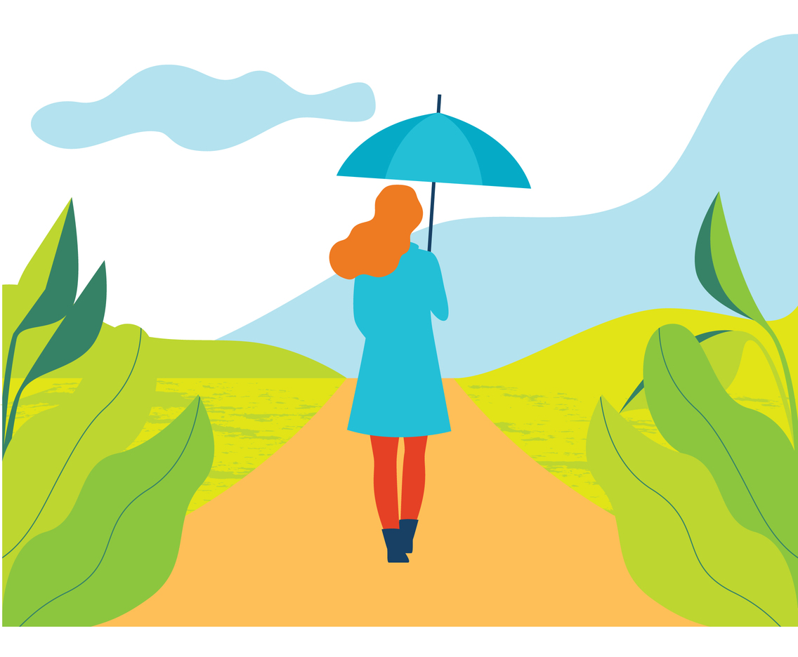 Girl Walking In Field
