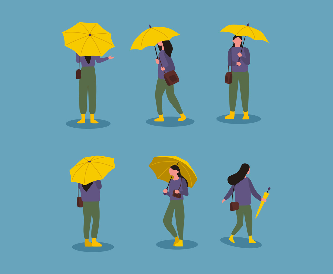 Girl holding Umbrella Illustration Vector