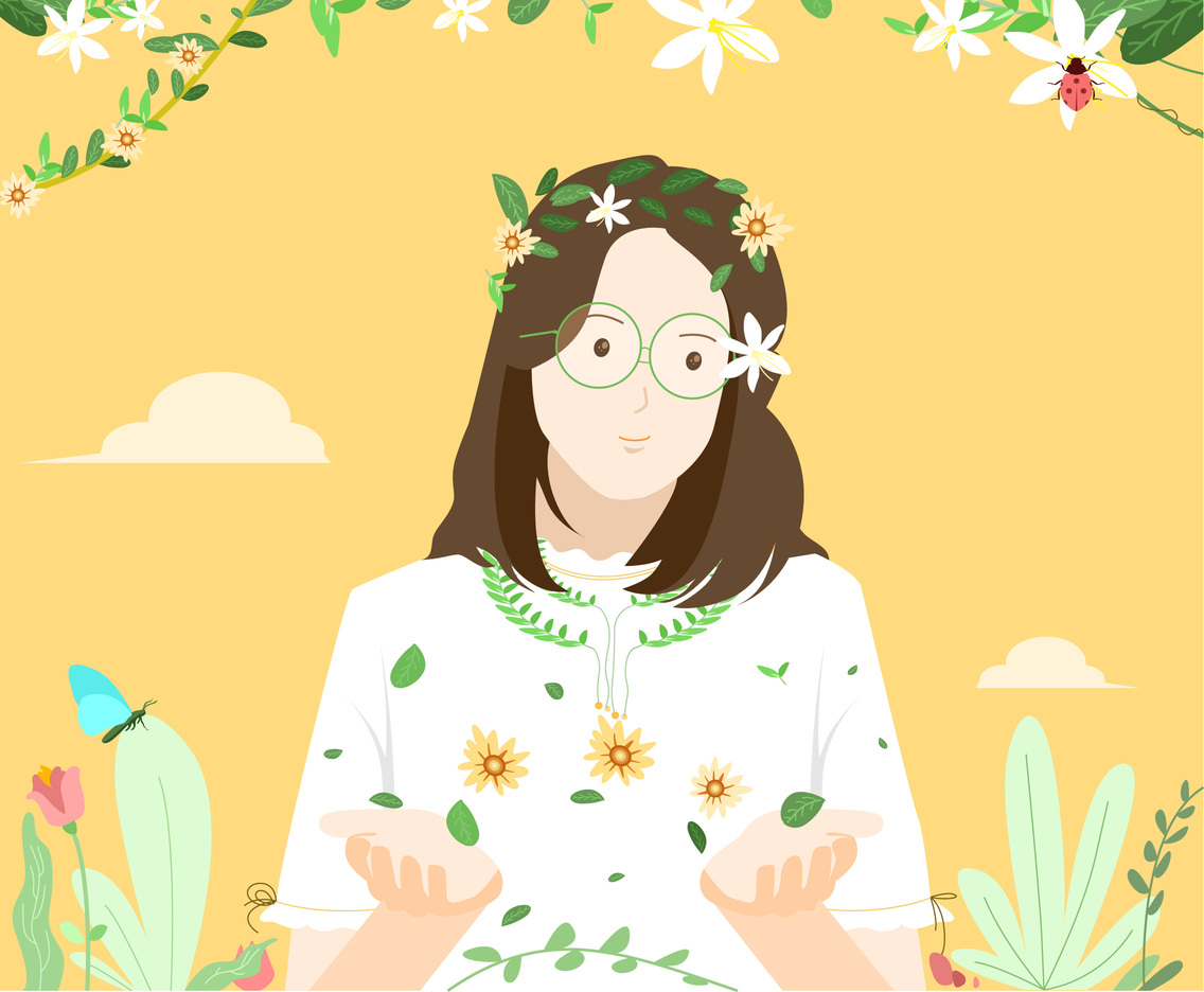 Girl in the Garden Vector