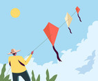 People Flying a Kite