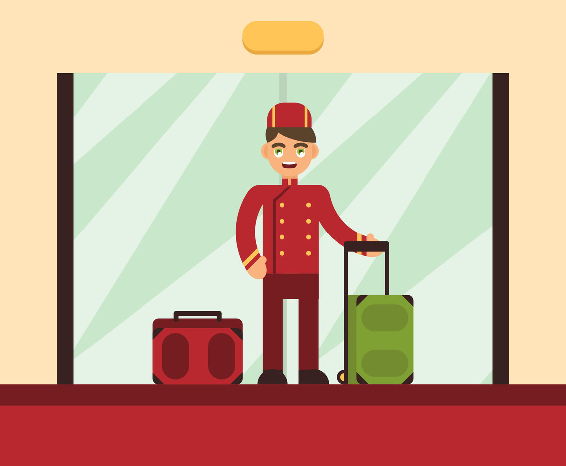 Bellhop Hotel Flat Illustration Vector