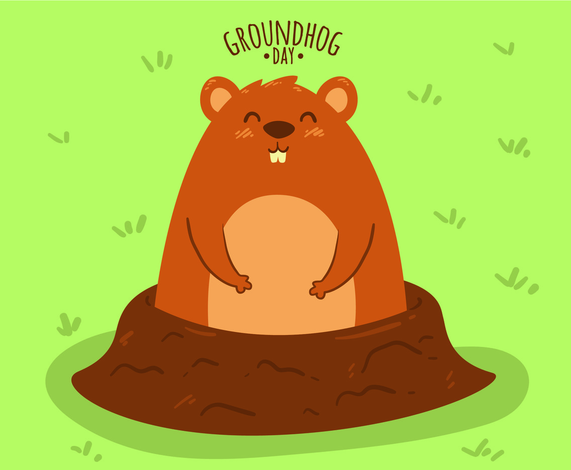 Ground Hog Day On Grass Vector