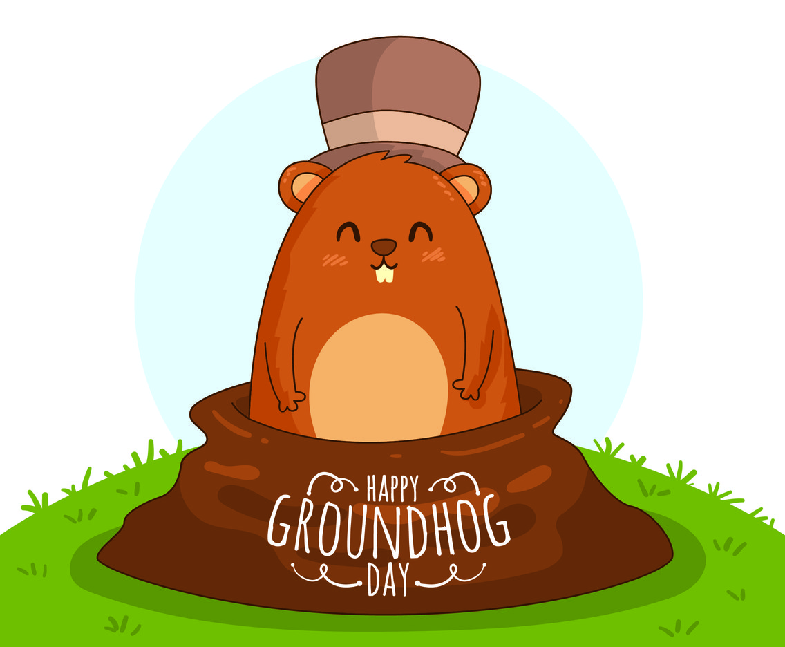 Ground Hog Day With Hat Vector