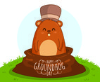 Ground Hog Day With Hat Vector