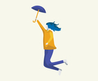 Cute Girl Holding Umbrella Vectors