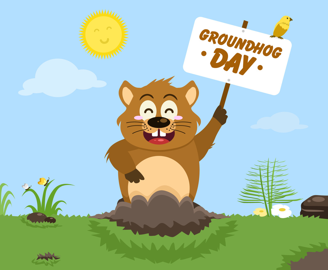 Sunny GroundHog Day Vector
