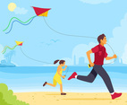 Flying Kite at the Beach Vector