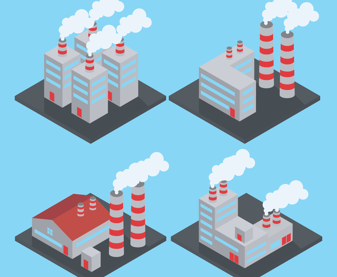 Isometric Industrial Buildings Set