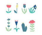 Abstract Set Of Clipart Flowers