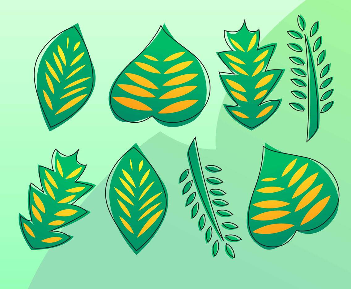 Awesome Green Leaves Clipart Set Vectors	