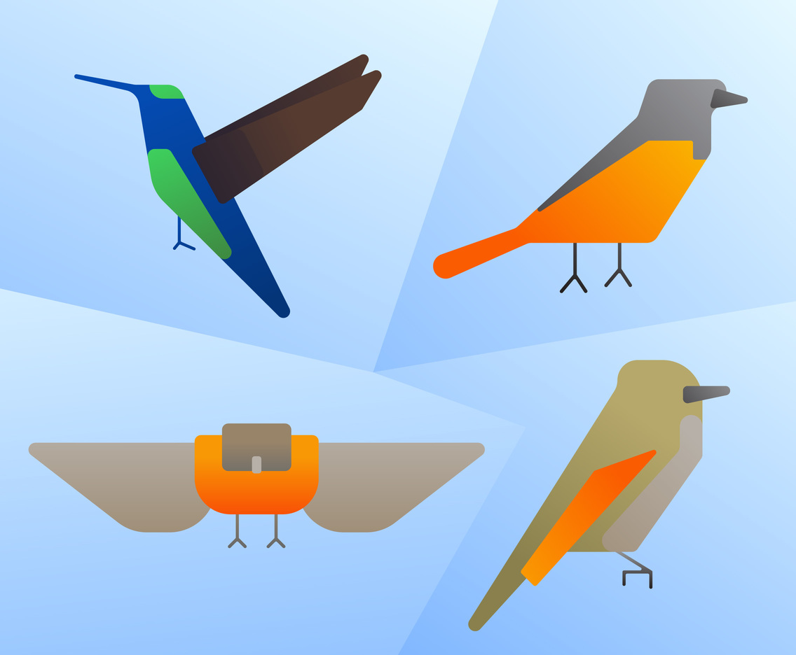 Unique Bird Clipart Set Vectors	