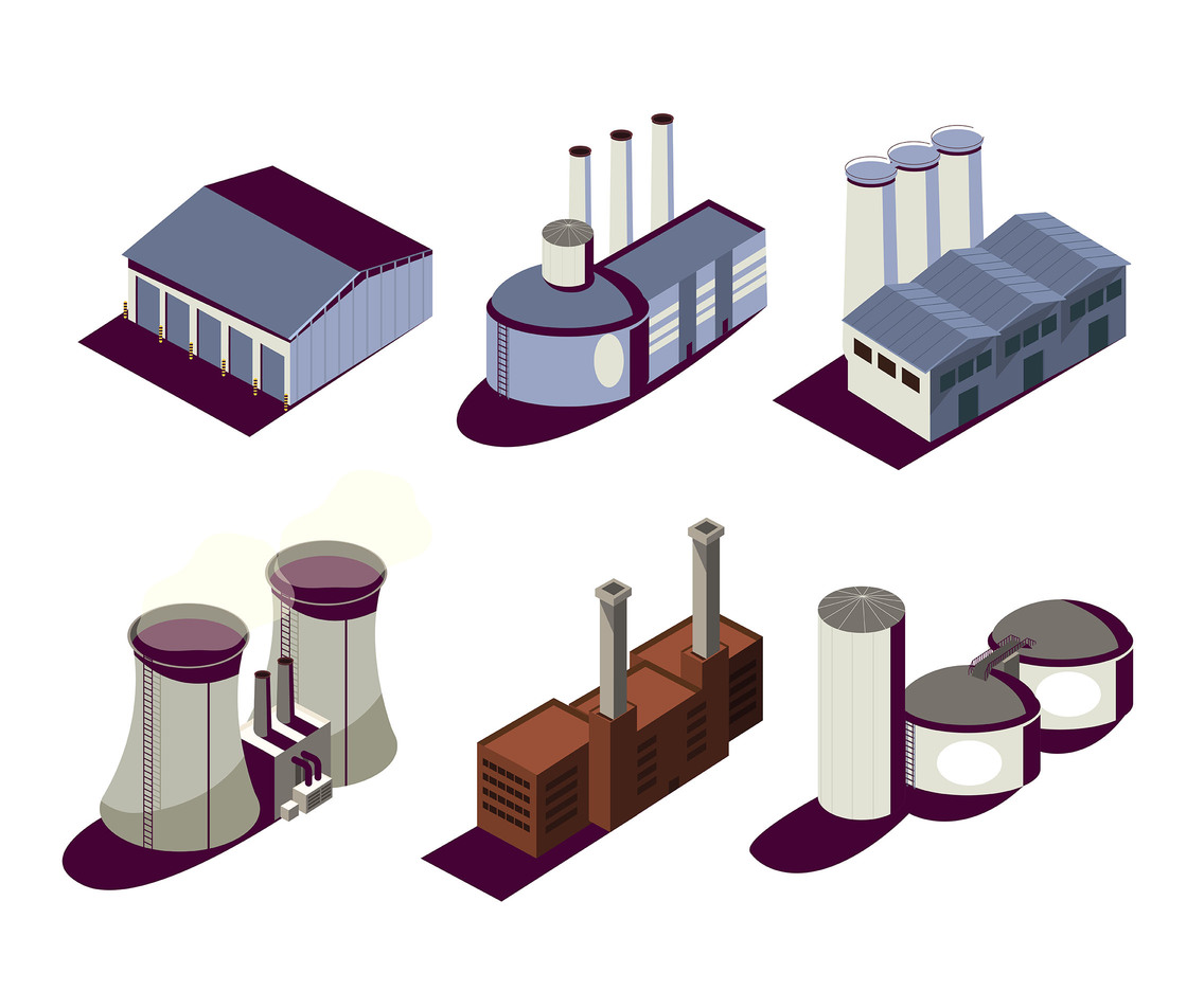 Isometric Industrial Buildings Set