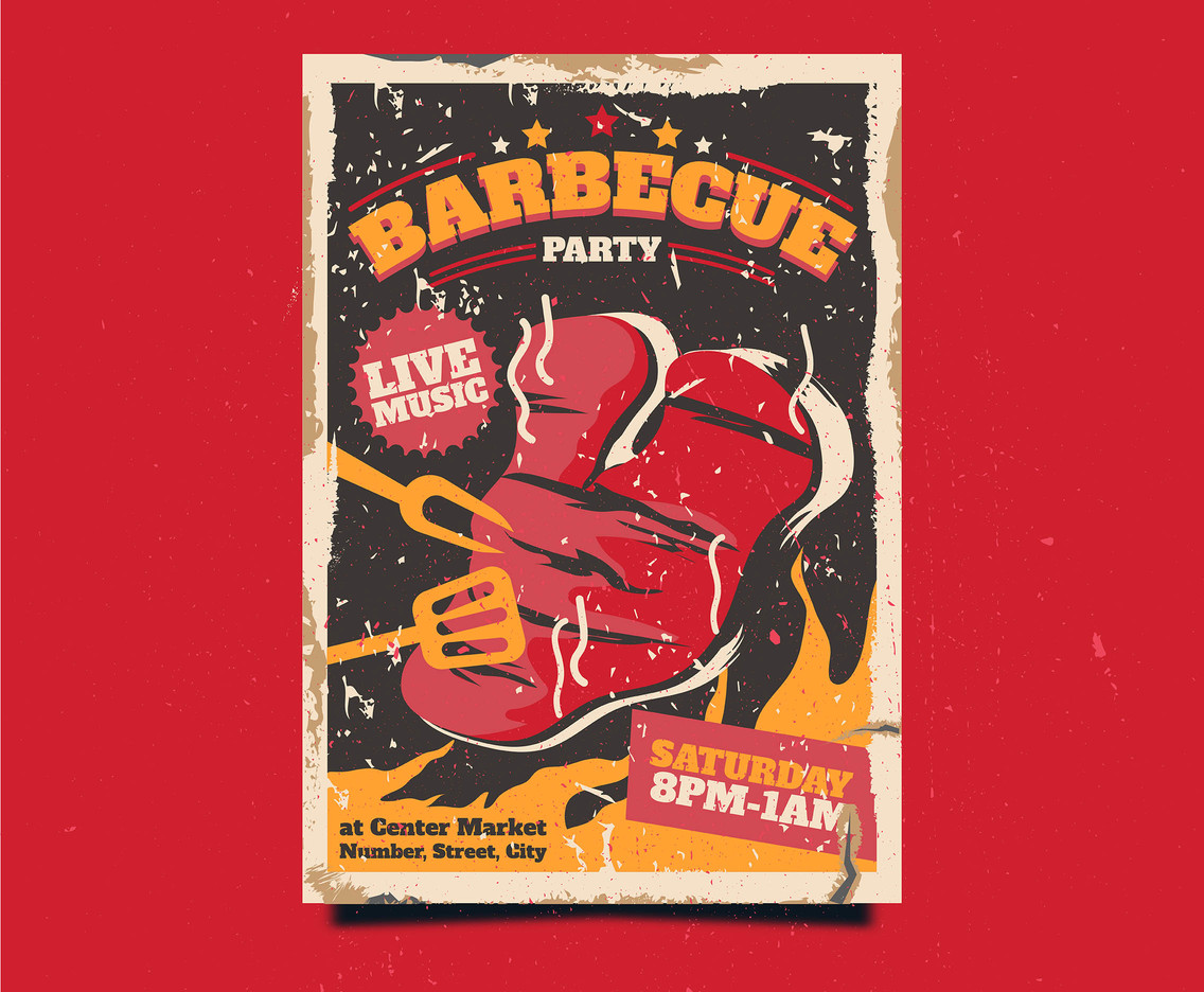 Retro Bbq Poster Vector
