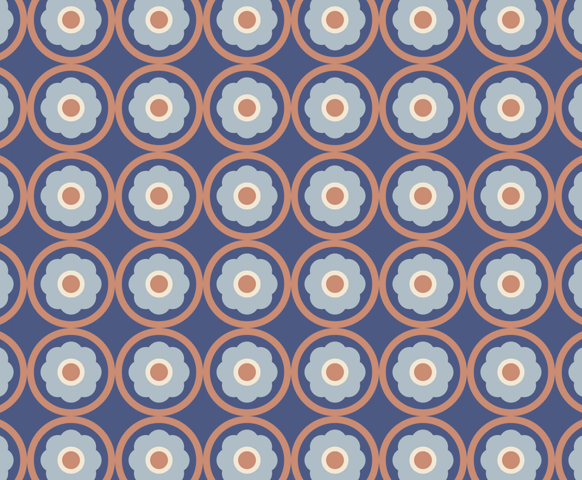 Floral Blue Retro Pattern