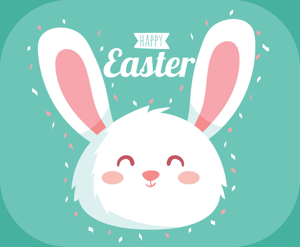 Happy Easter Cute Bunny Vector Vector Art & Graphics 