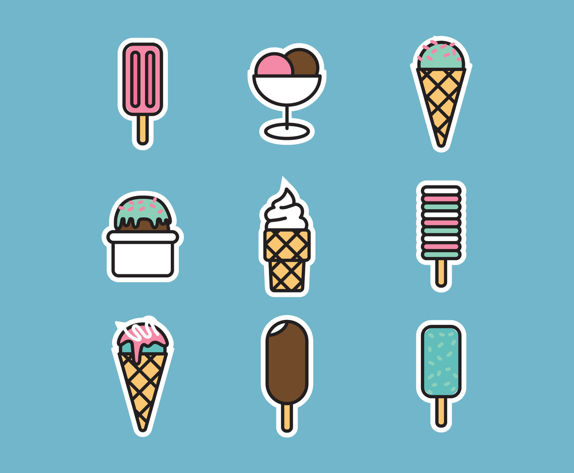 Set of Cute Ice Creams