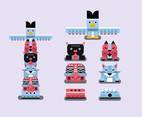 Animal Totem Pole Clipart Vector