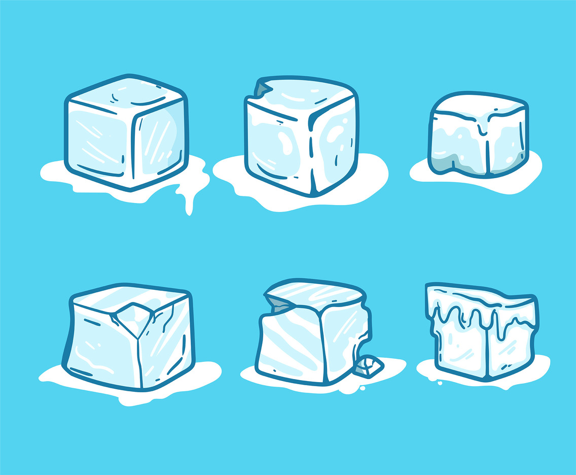 Ice Cube Clipart in Blue Background