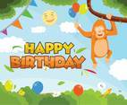 Jungle Theme Happy Birthday Vector