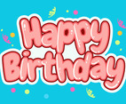 Happy Birthday Typography in Cheerful Blue Background