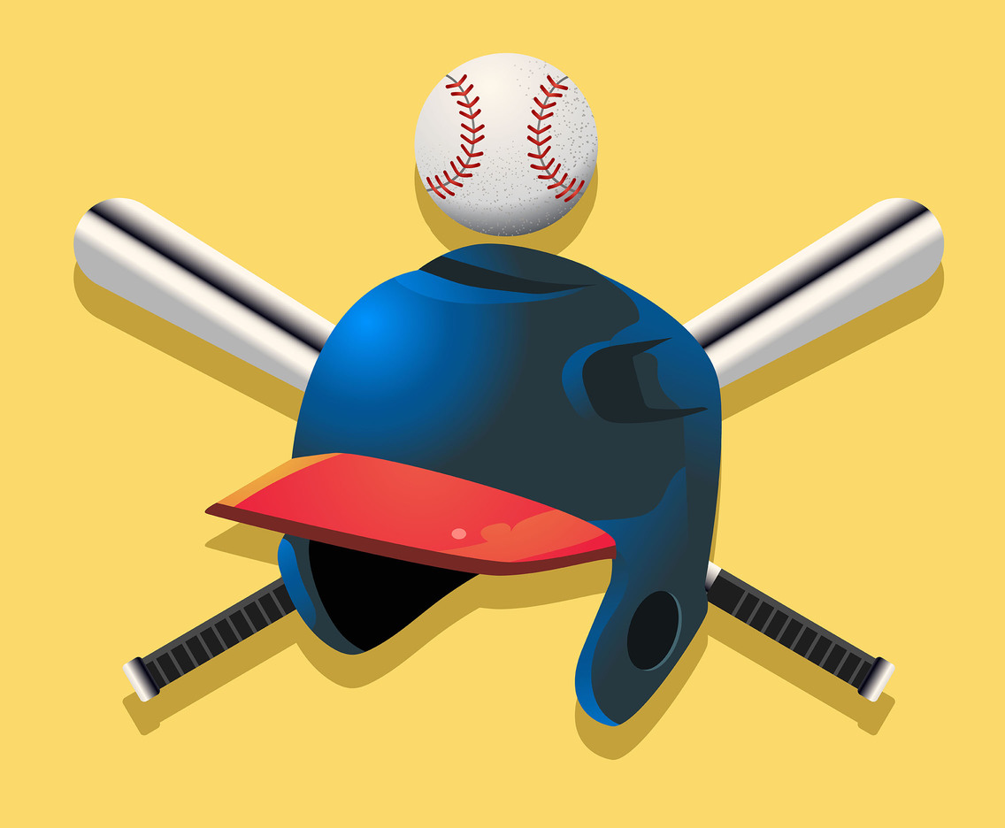 Realistic Baseball on Yellow Background