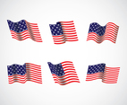Set Of Wavy USA Flag