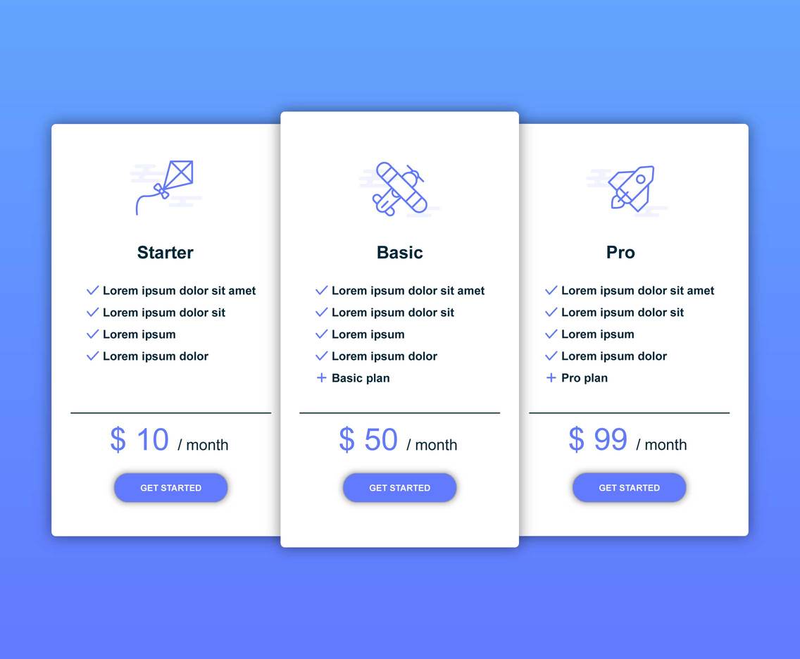 Pricing Plans Vector