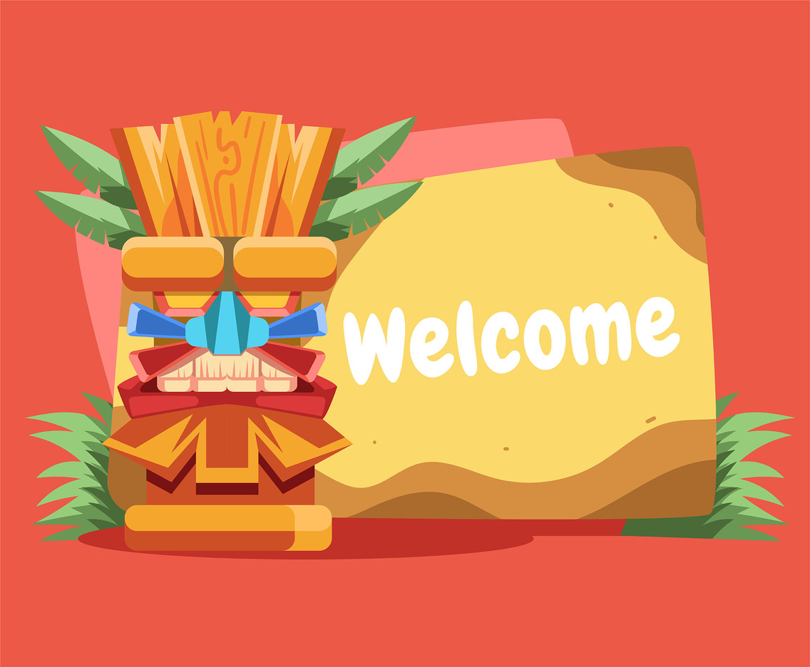 Tiki Tribal Mask and Welcome