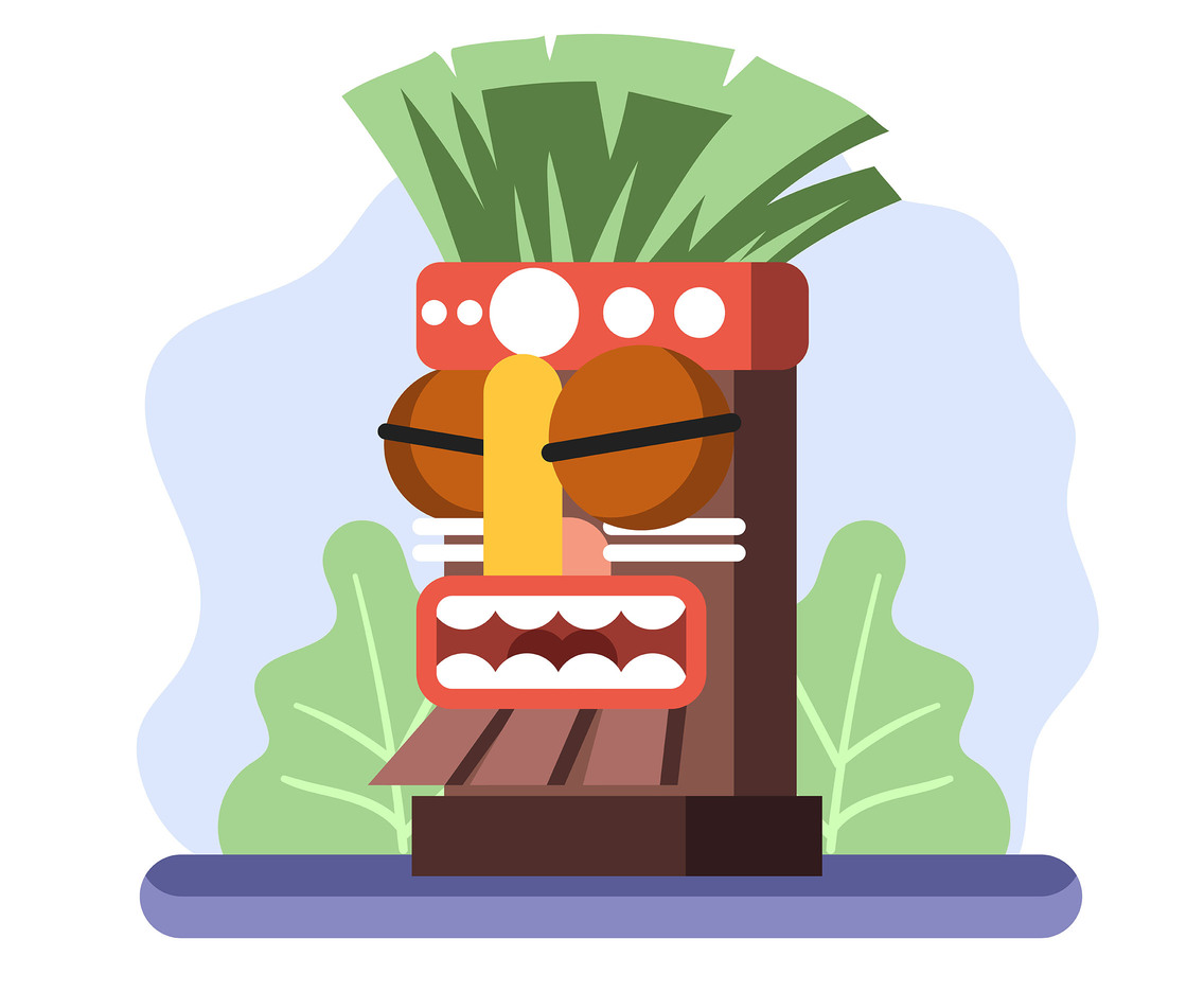 Tiki Tribal Mask on White Background