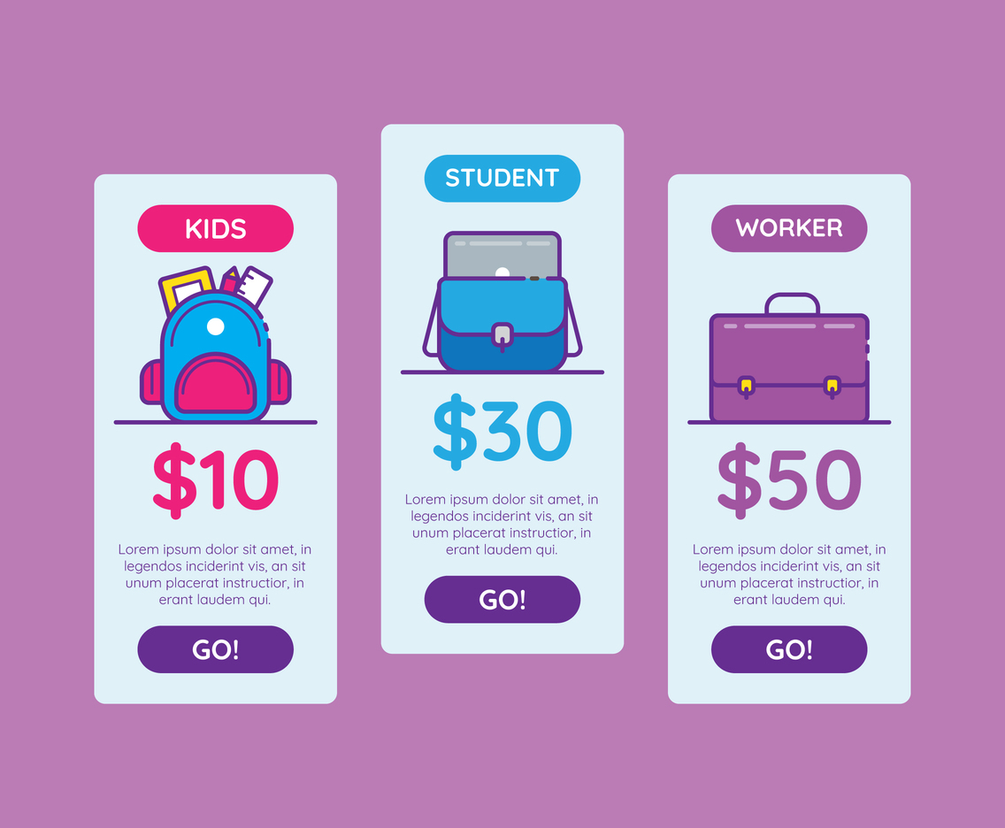 Pricing Table Backpack