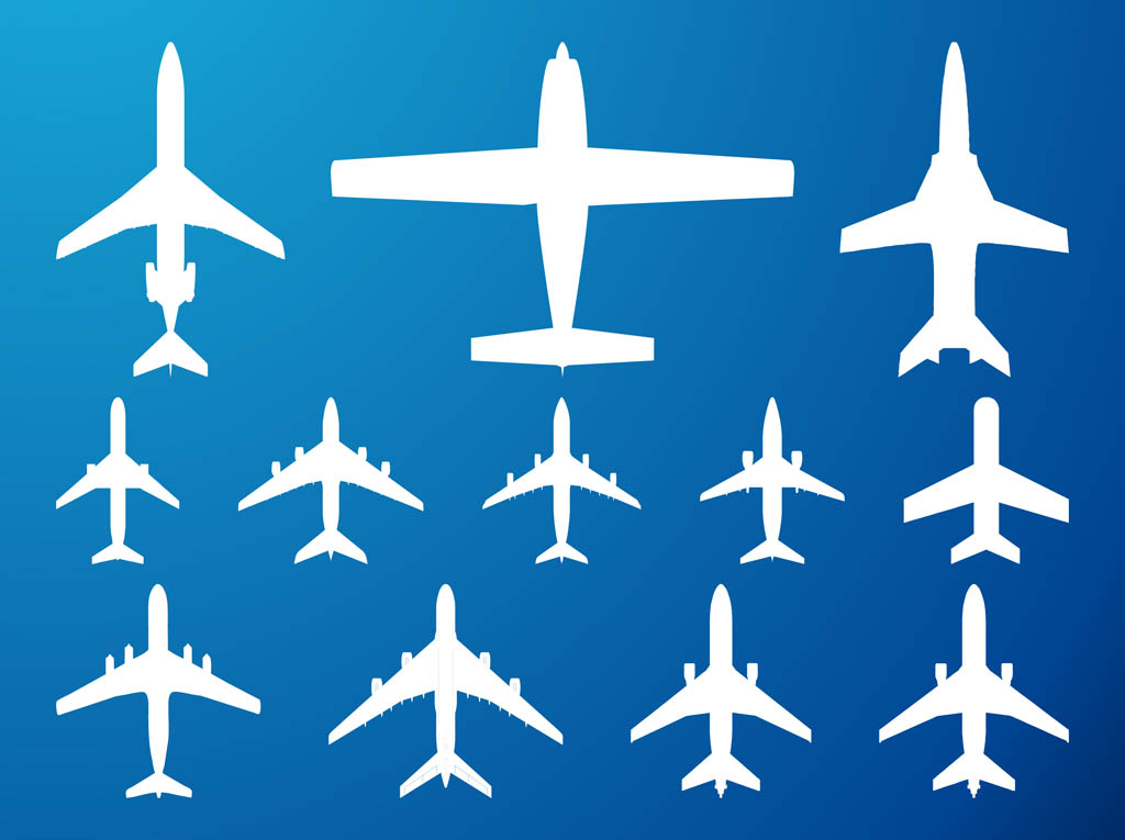 Airplanes Silhouettes Set