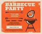 BBQ Party Retro Poster Vector