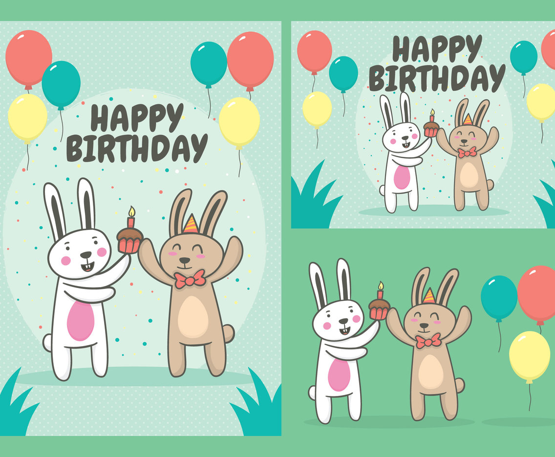 Happy Birthday Animals Vector Art & Graphics 
