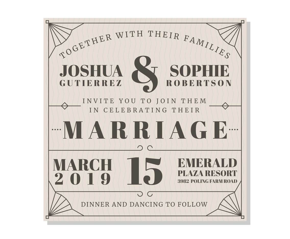 Cute Wedding Invitation Card Vector	