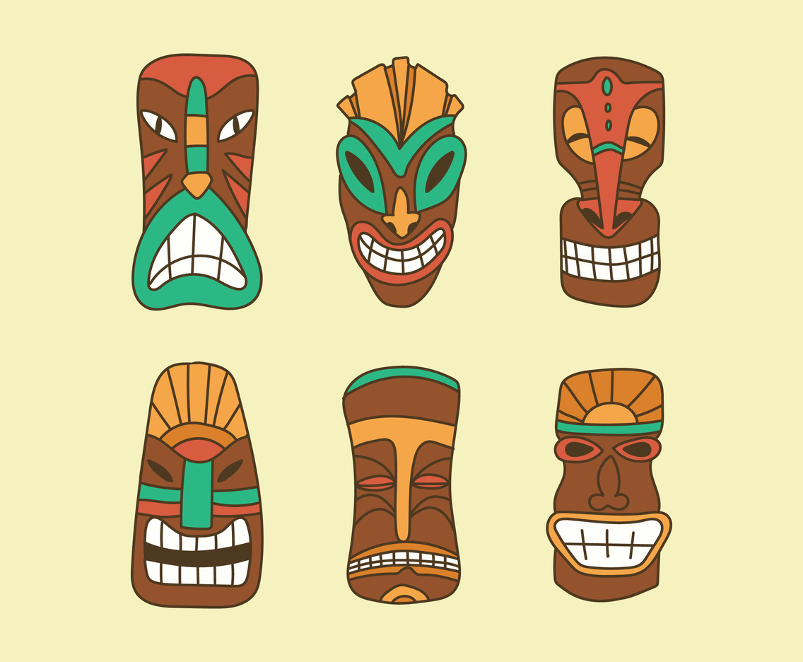 Doodled Totem Masks Vector Art & Graphics | freevector.com