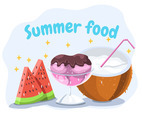 Summer Food on White Background