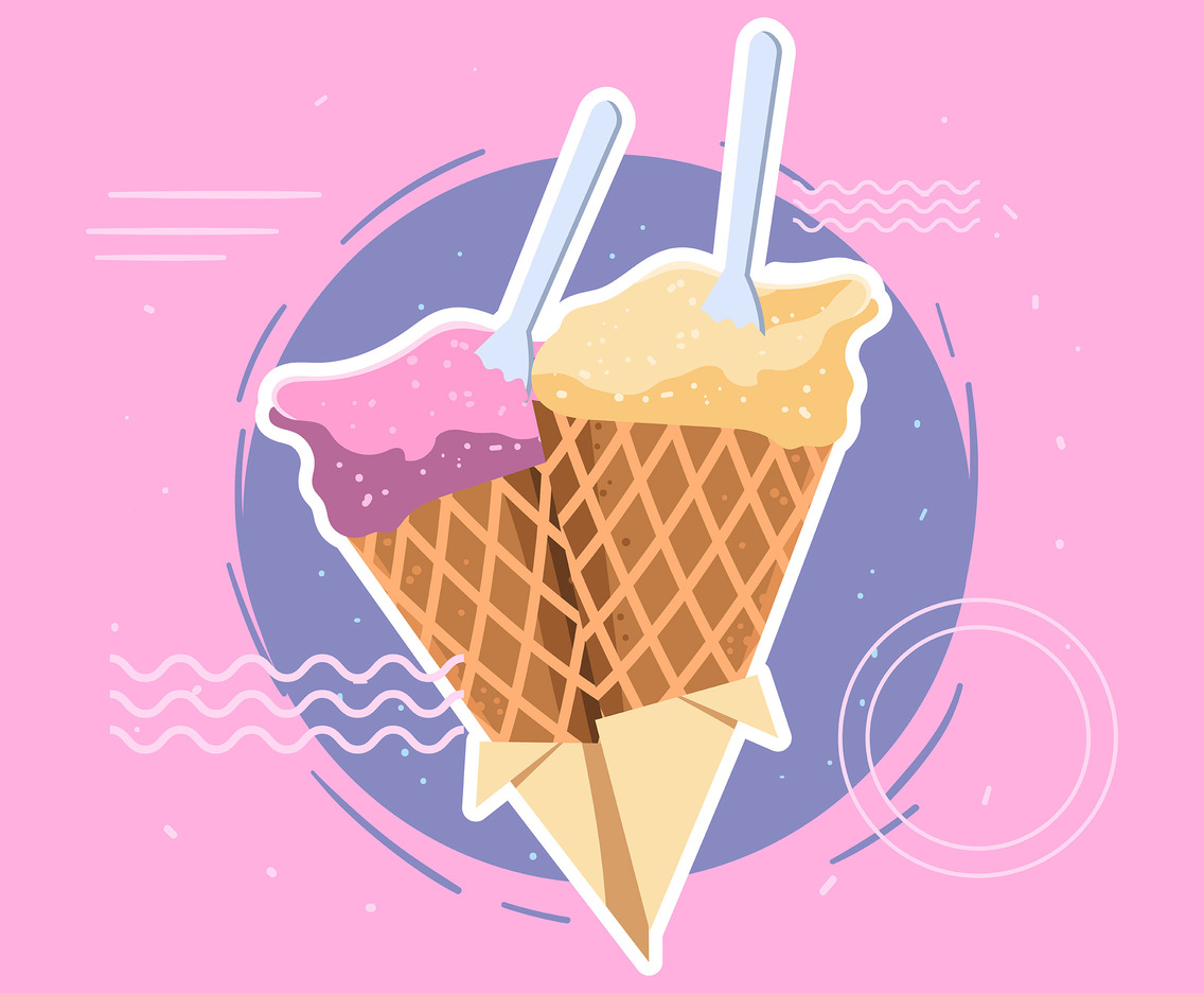Summer Ice Cream on Pink Background