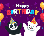 Happy Birthday Animal Panda and Polar Bear