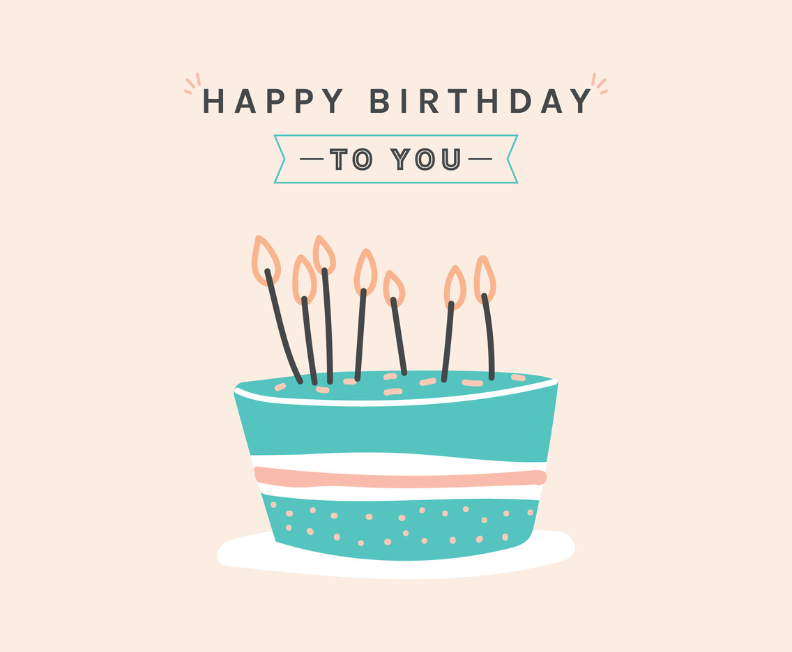 Cute Happy Birthday Greeting Card Vector Art & Graphics