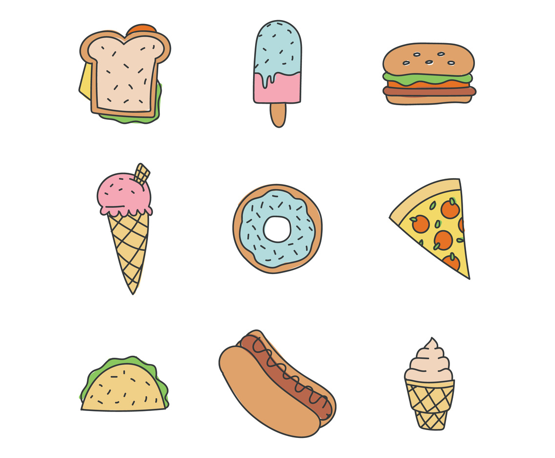 Doodled Summer Icon Foods