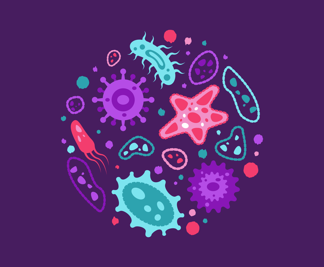Viruses and Bacteria Microscopic Elements Design