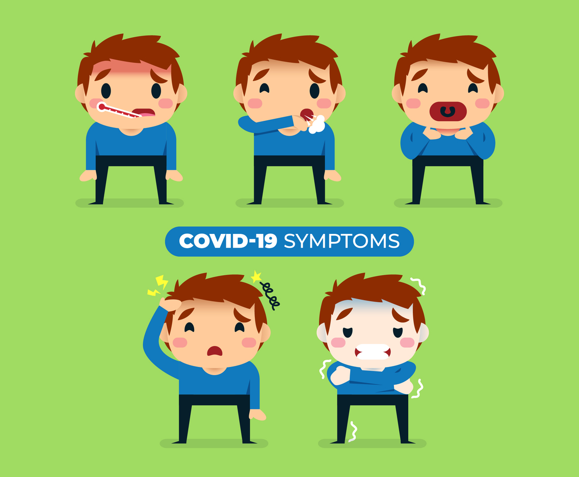 Virus Symptoms Cartoon Character