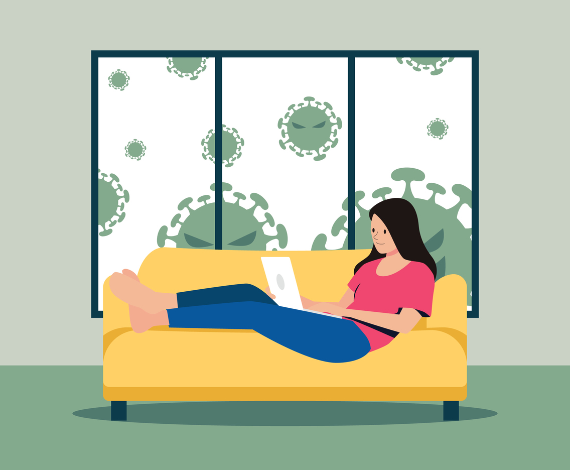 Girl working from home