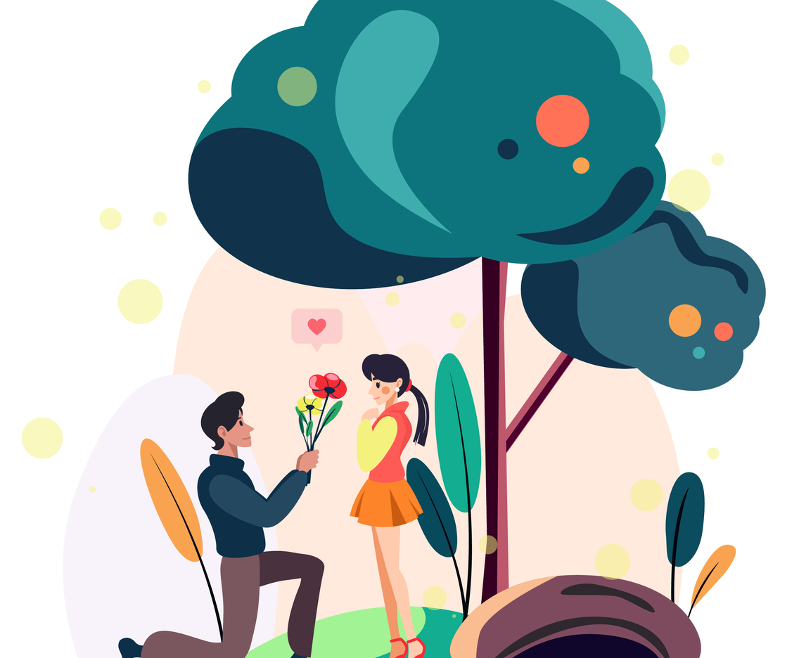 Happy Valentine Flower Present Concept