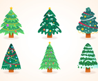A Set of Christmas Tree with different style decoration