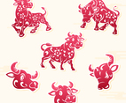 Golden Ox Chinese New year Stickers.